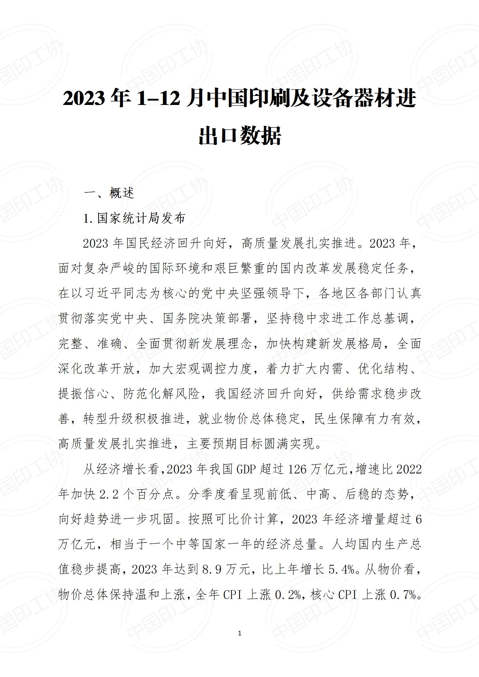 2023年1-12月中國(guó)印刷及設(shè)備器材進(jìn)出口數(shù)據(jù)